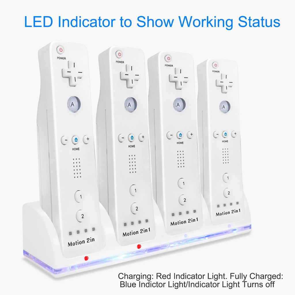 White 4 Remotes Charging Dock Game Controller Charger Y6490