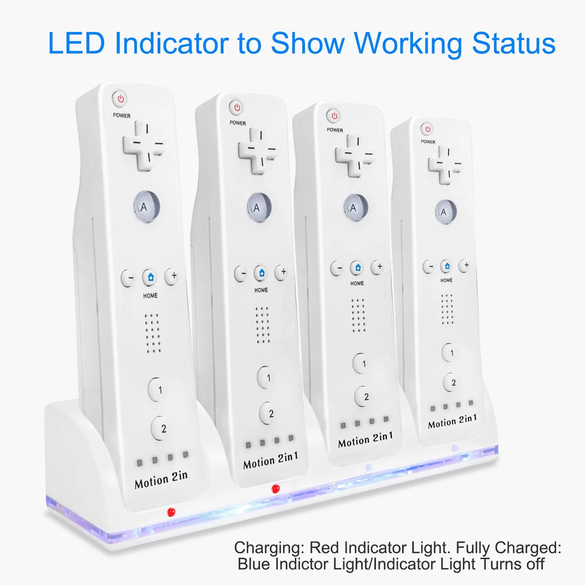 White 4 Remotes Charging Dock Game Controller Charger Y6490