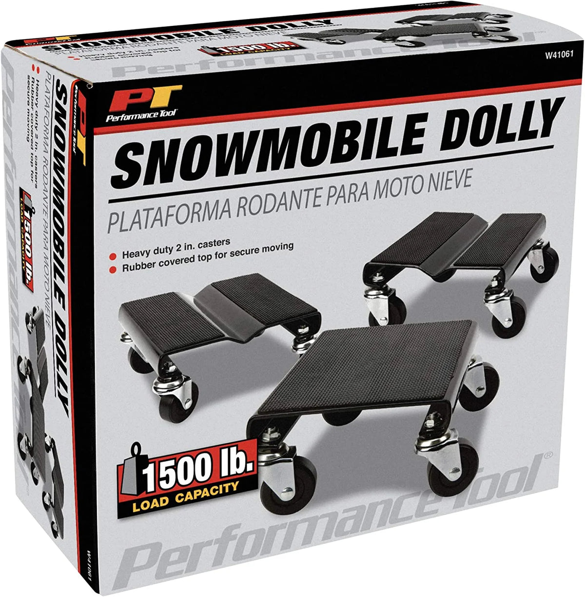Heavy Duty Snowmobile Dolly with 2.5” PVC Swivel Casters and Rubber Pad K761795
