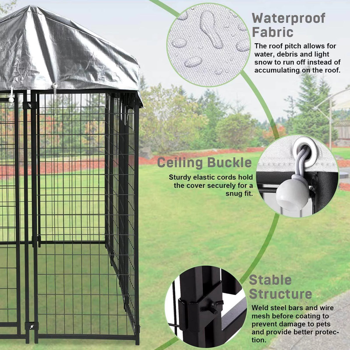 8'x4'x6' Heavy Duty Dog Kennel with Water-Resistant Cover S682534