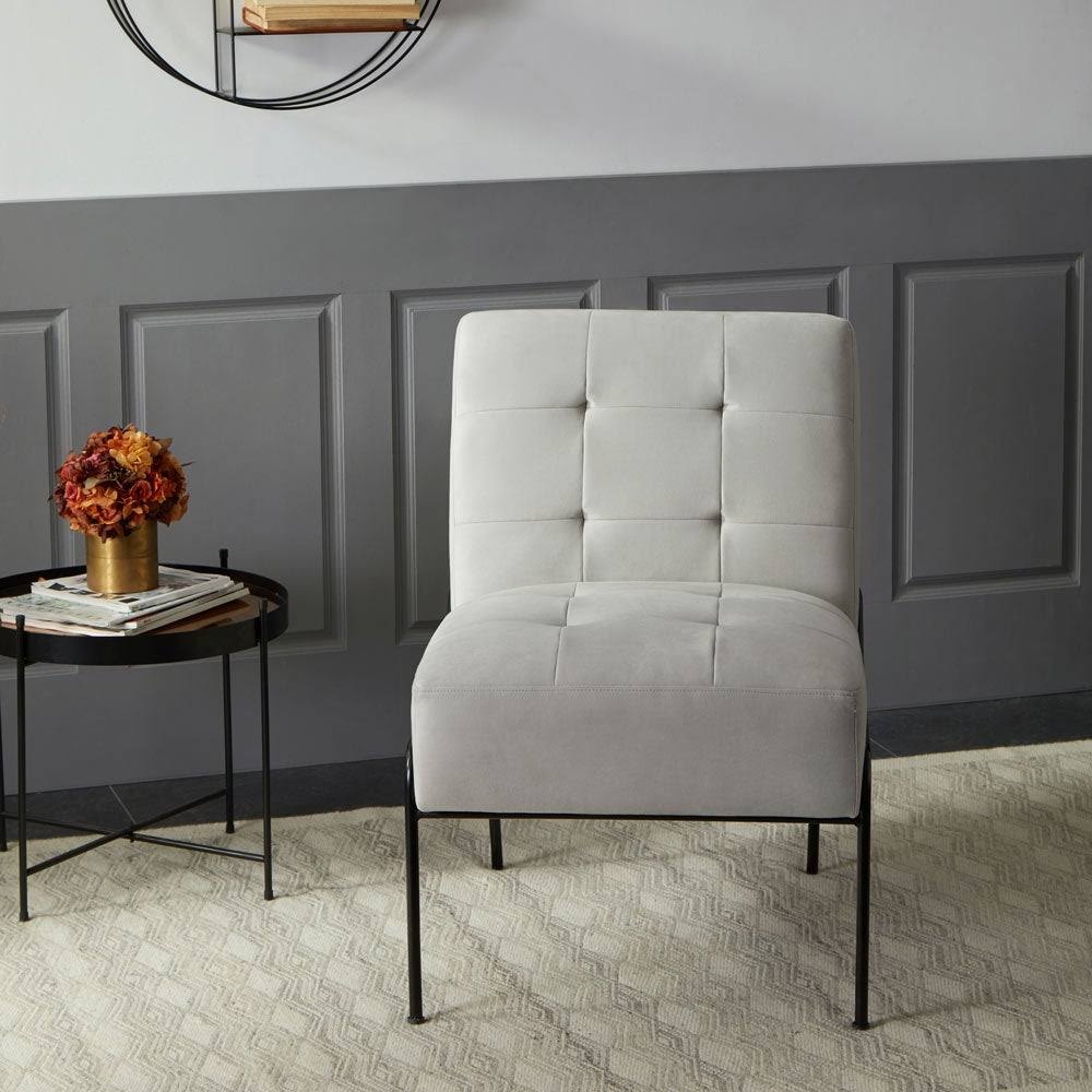 Walnut Faux Leather Armless Accent Chair W27803