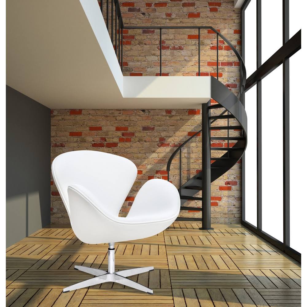 White Leather Swan Chair H7885