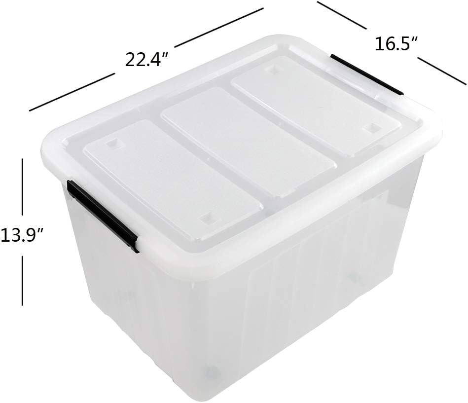 30 L Clear Plastic Storage Box with Wheels, 4-Pack Q424620