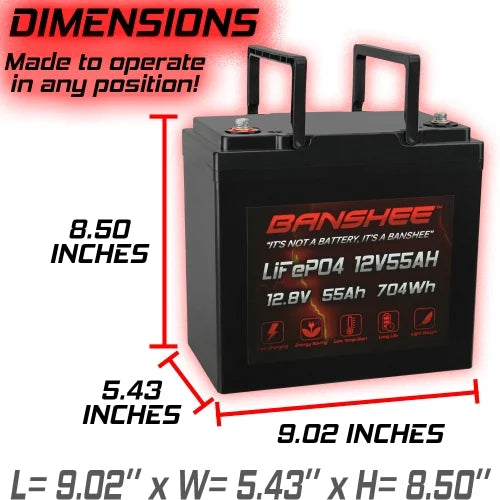 12V 55AH Lithium LiFePO4 Deep Cycle Battery - 2 Pack L192770