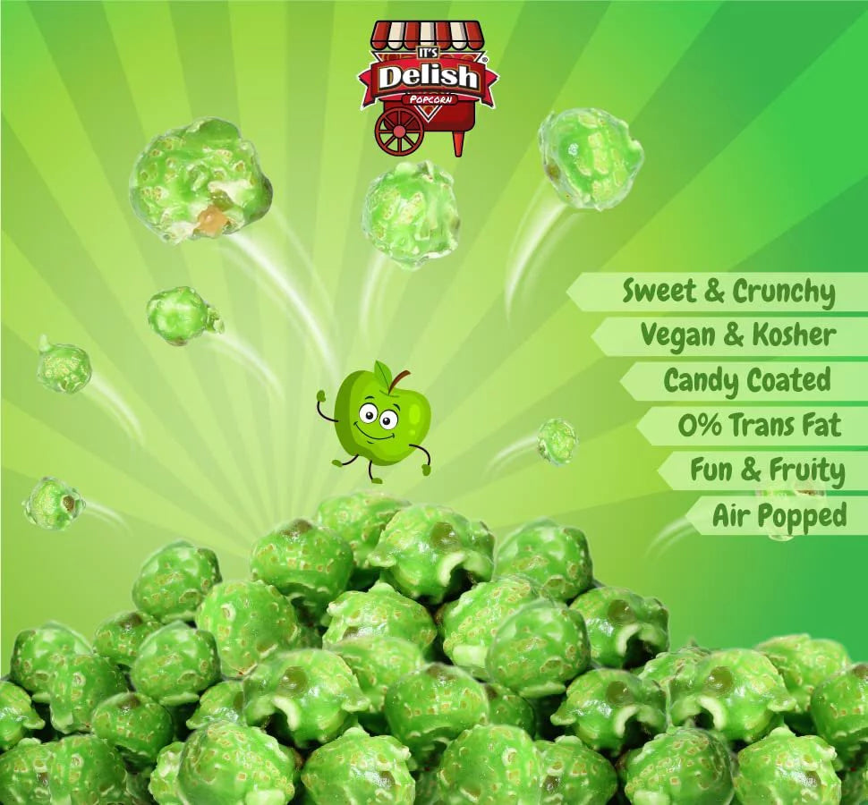Green Apple Flavored Popcorn 16 Oz Gluten Free Vegan Kosher S1121