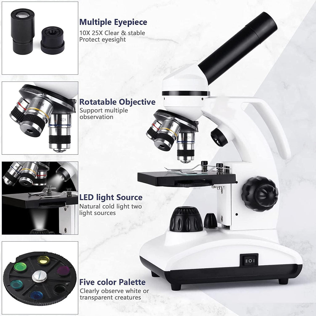 Cordless Biological Compound Monocular Microscope with Slides Set and Phone Adapter Z72946