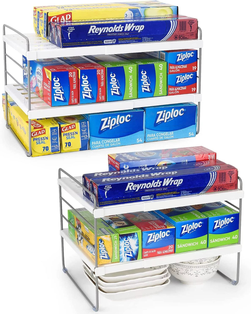 2 Pack Expandable Kitchen Wrap Organizer Rack I15980