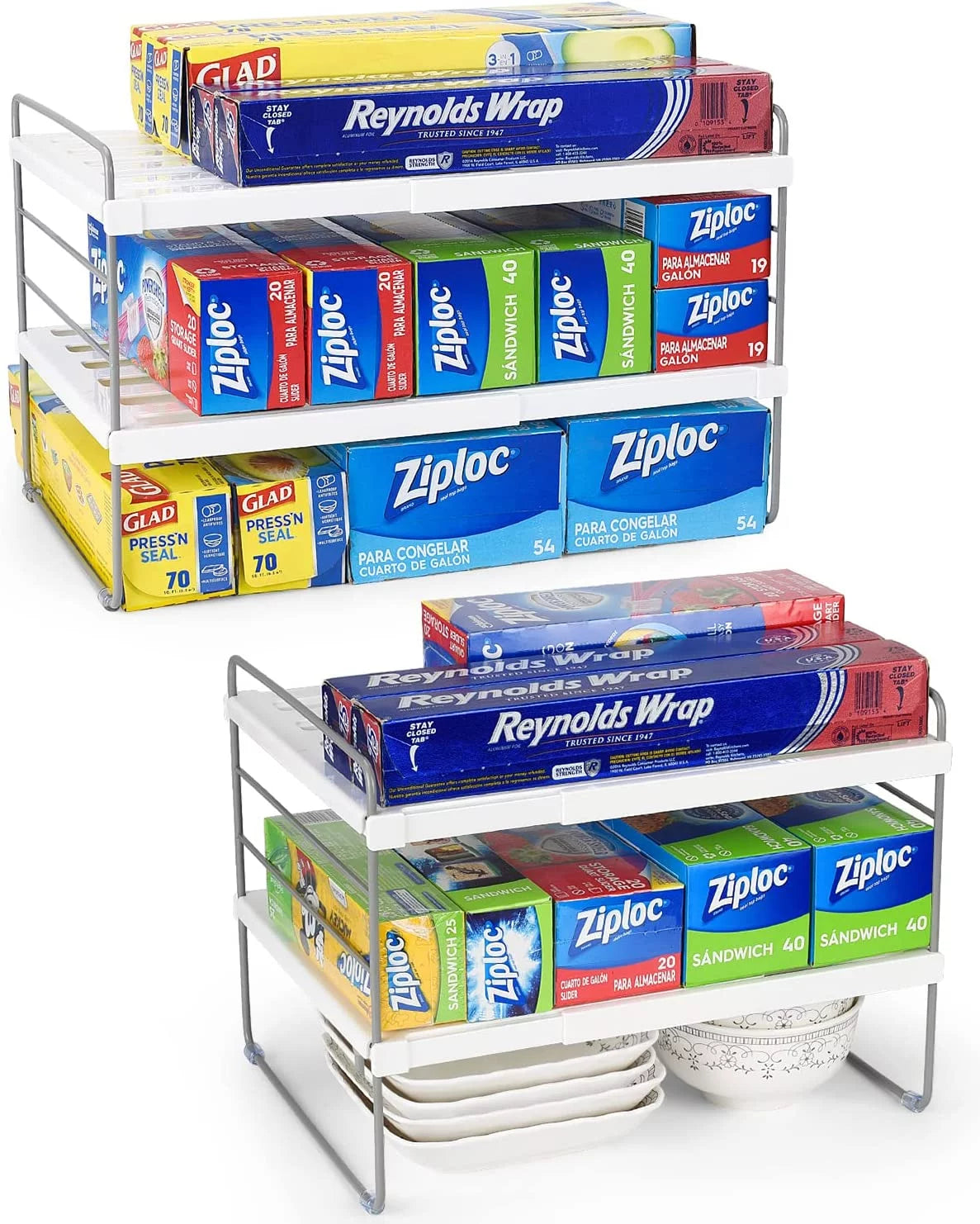 2 Pack Expandable Kitchen Wrap Organizer Rack I15980