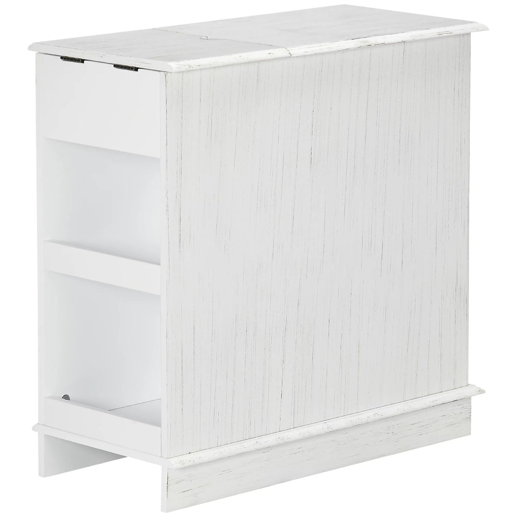 White Side Table with Drawer and Cabinet W8766