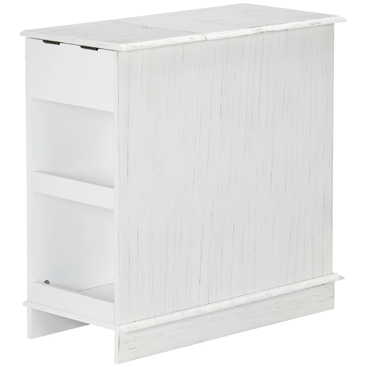 White Side Table with Drawer and Cabinet W8766