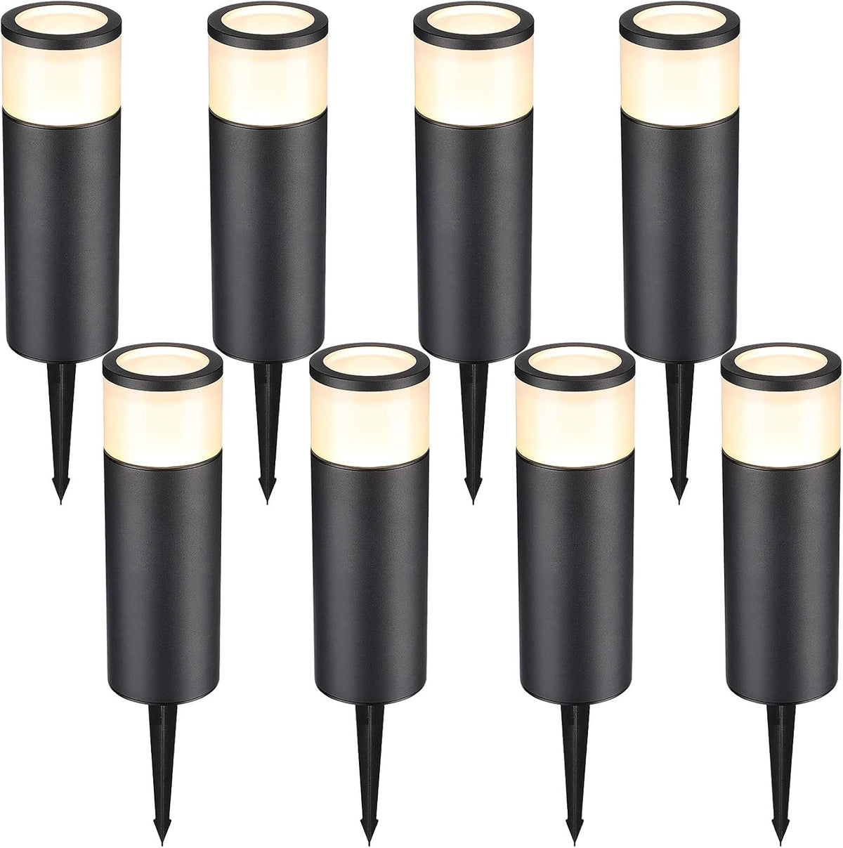8-Pack Low Voltage LED Landscape Pathway Lights, Die-cast Aluminum, 3000K Warm White Y1182