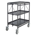 3-Shelf Folding Swivel Caster Cart in Black B218157