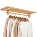 Solid Wooden Clothes Rack with Top Shelf, Wall Mounted Garment Rack M24754
