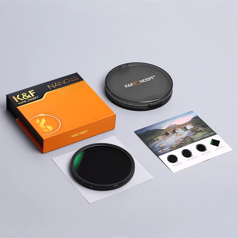 72mm Variable ND Filter ND8-ND128 (3-7 Stop) Hydrophobic VND Filter Pack of 2 C601