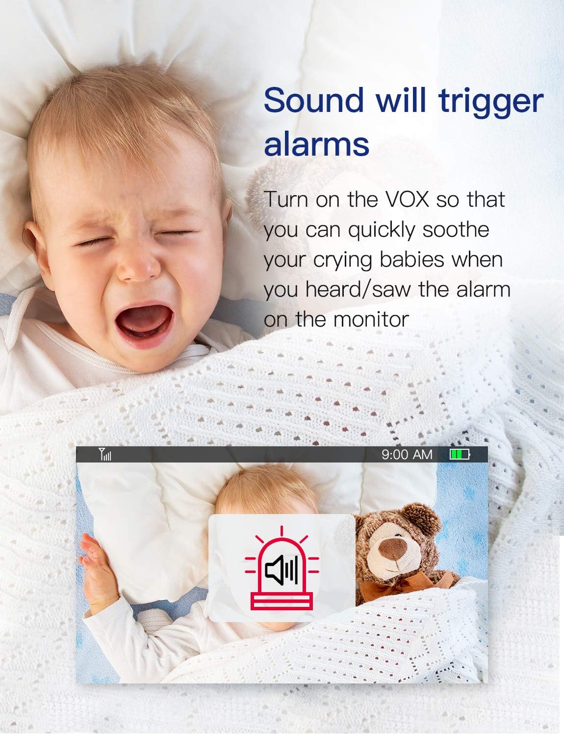Baby Monitor with Camera and Audio 5 HD 720P Night Vision Temperature Sensor E6965
