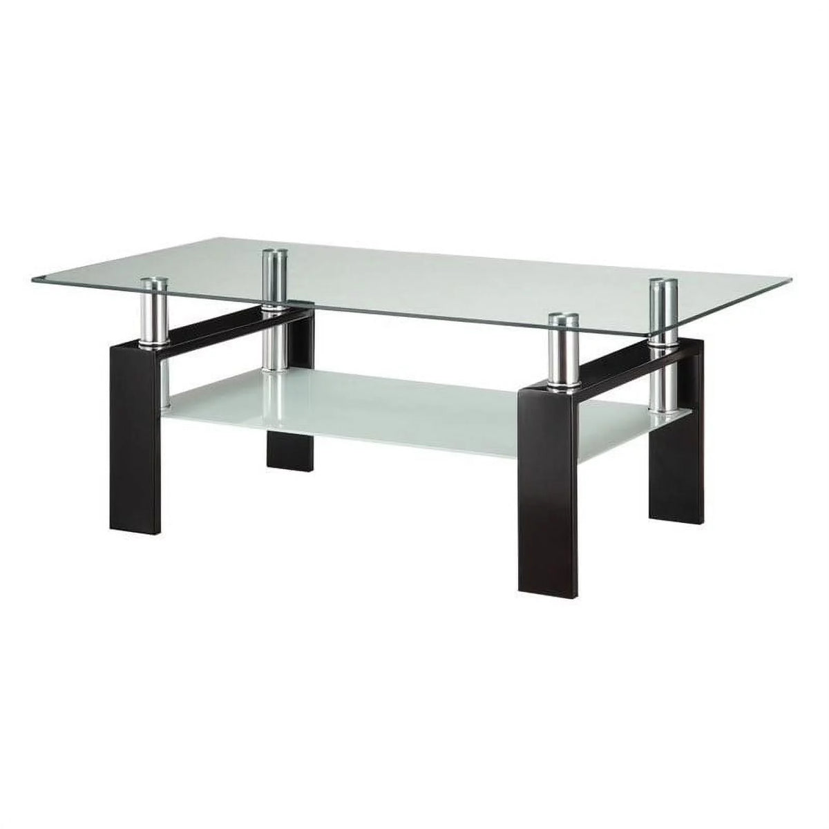 Black 2 Piece Glass Top Coffee Table and End Table Set Q4466