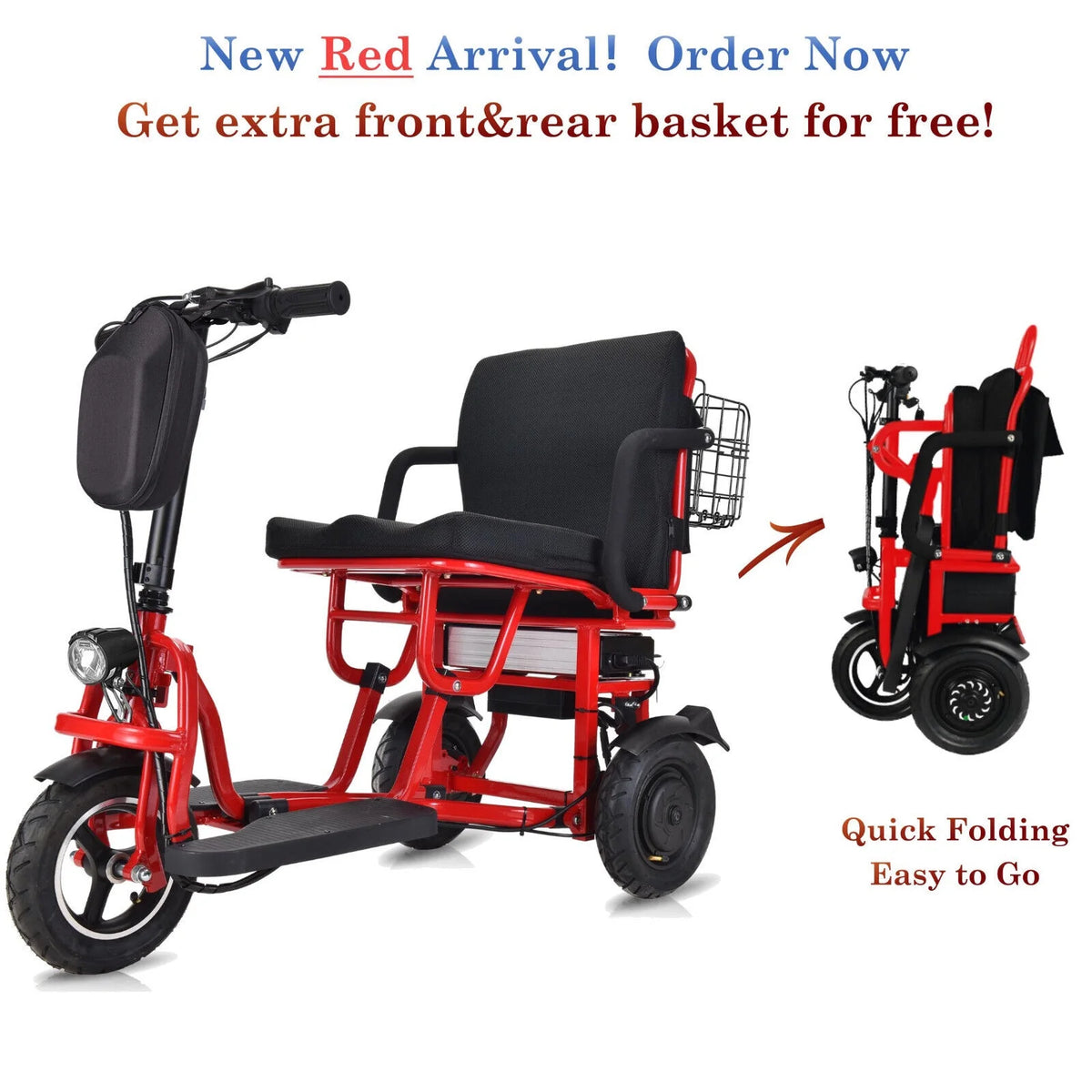 Foldable 3 Wheel Mobility Scooter with Lithium Battery G584