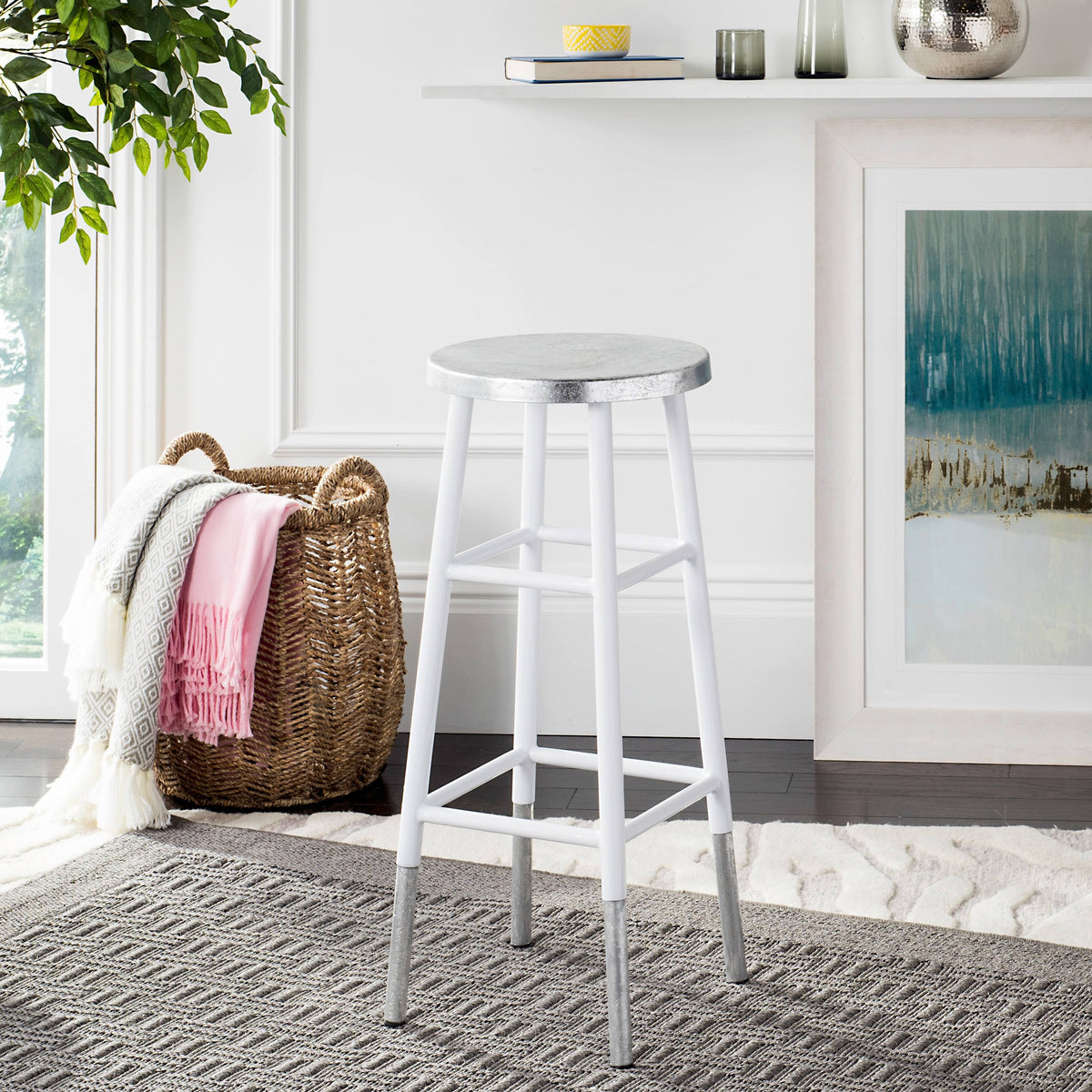 White Dipped Bar Stool A963239