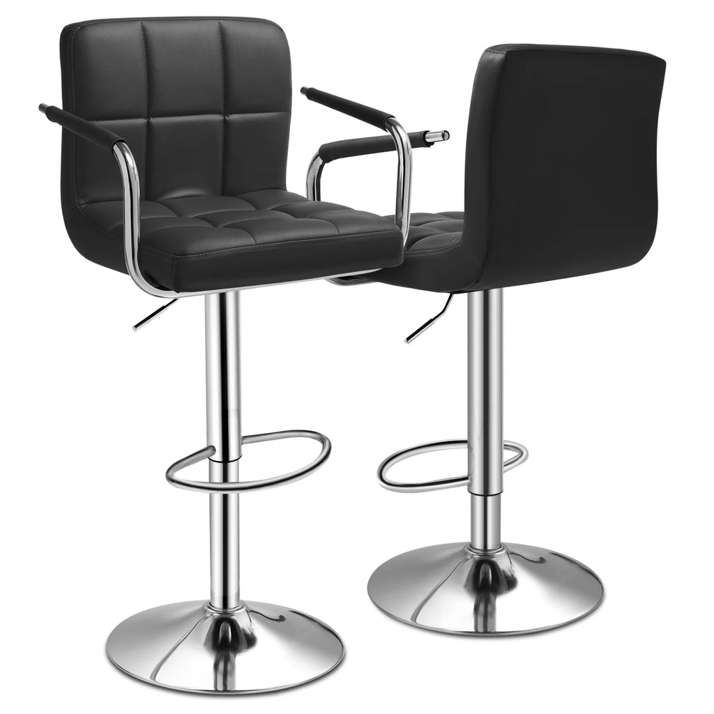 Set of 2 Black Faux Leather Swivel Bar Stools D22078