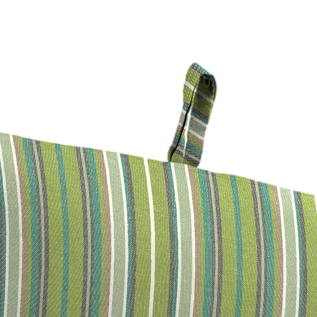 Green Stripe Rectangular Outdoor Chair Cushion with Ties B8540