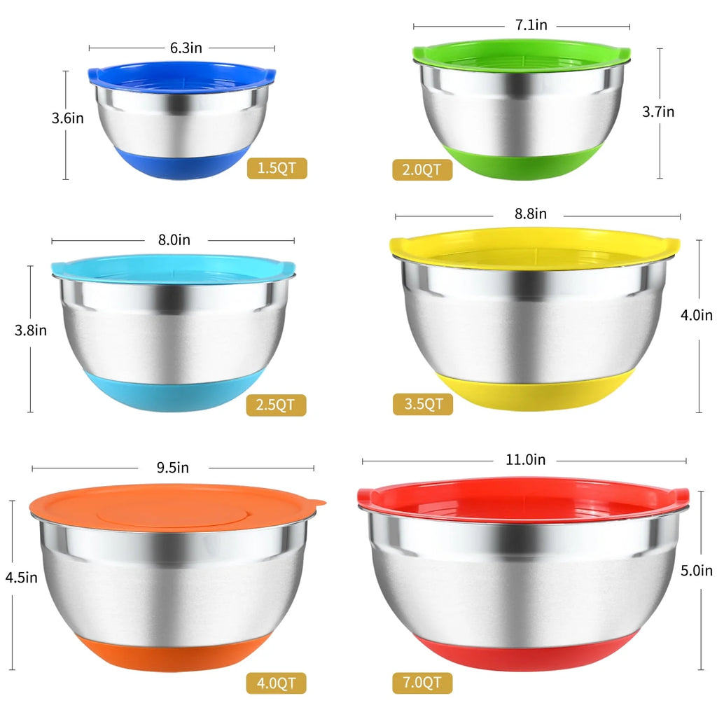 20 Pcs Stainless Steel Mixing Bowls Set with Lids L538