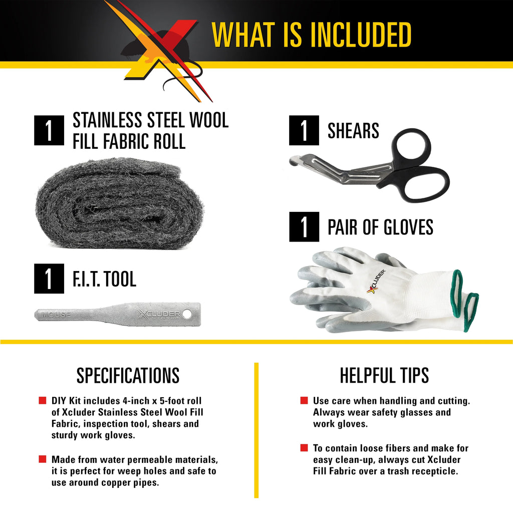 Stainless Steel Wool Fill Fabric DIY Kit with Inspection Tool O7519