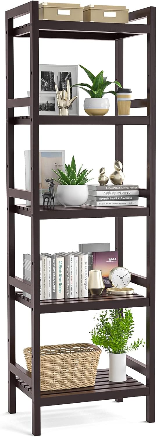 White 5-Tier Adjustable Bamboo Bathroom Shelf Q30049