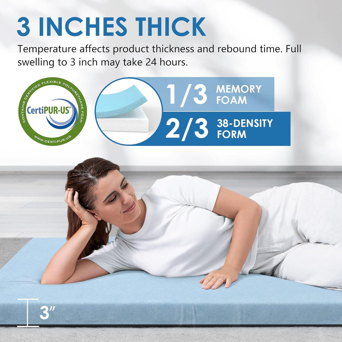 Memory Foam Camping Mattress with Waterproof Cover & Travel Bag B713456
