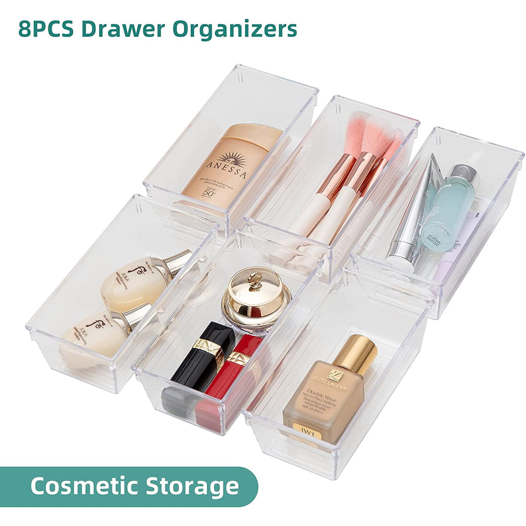 Set of 8 Clear Plastic Drawer Organizer Tray U237