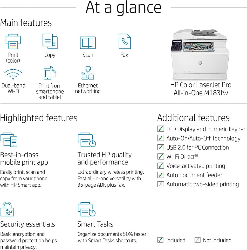 Wireless All-in-One Laser Printer, Print Scan Copy Fax, 16 ppm, 600 x 600 dpi, Auto 2-Sided Printing, 35-Sheet ADF, Ethernet H750234