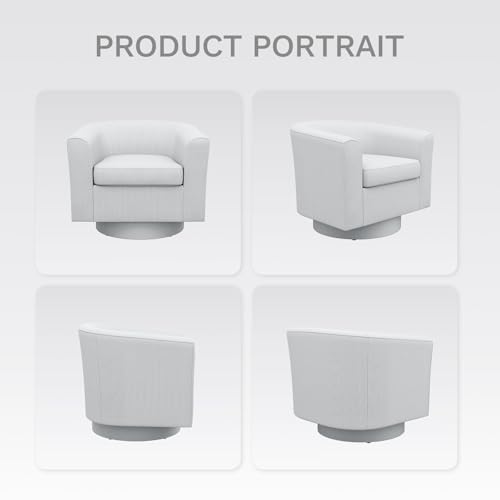 Beige Upholstered Swivel Accent Chair with Ottoman T866024