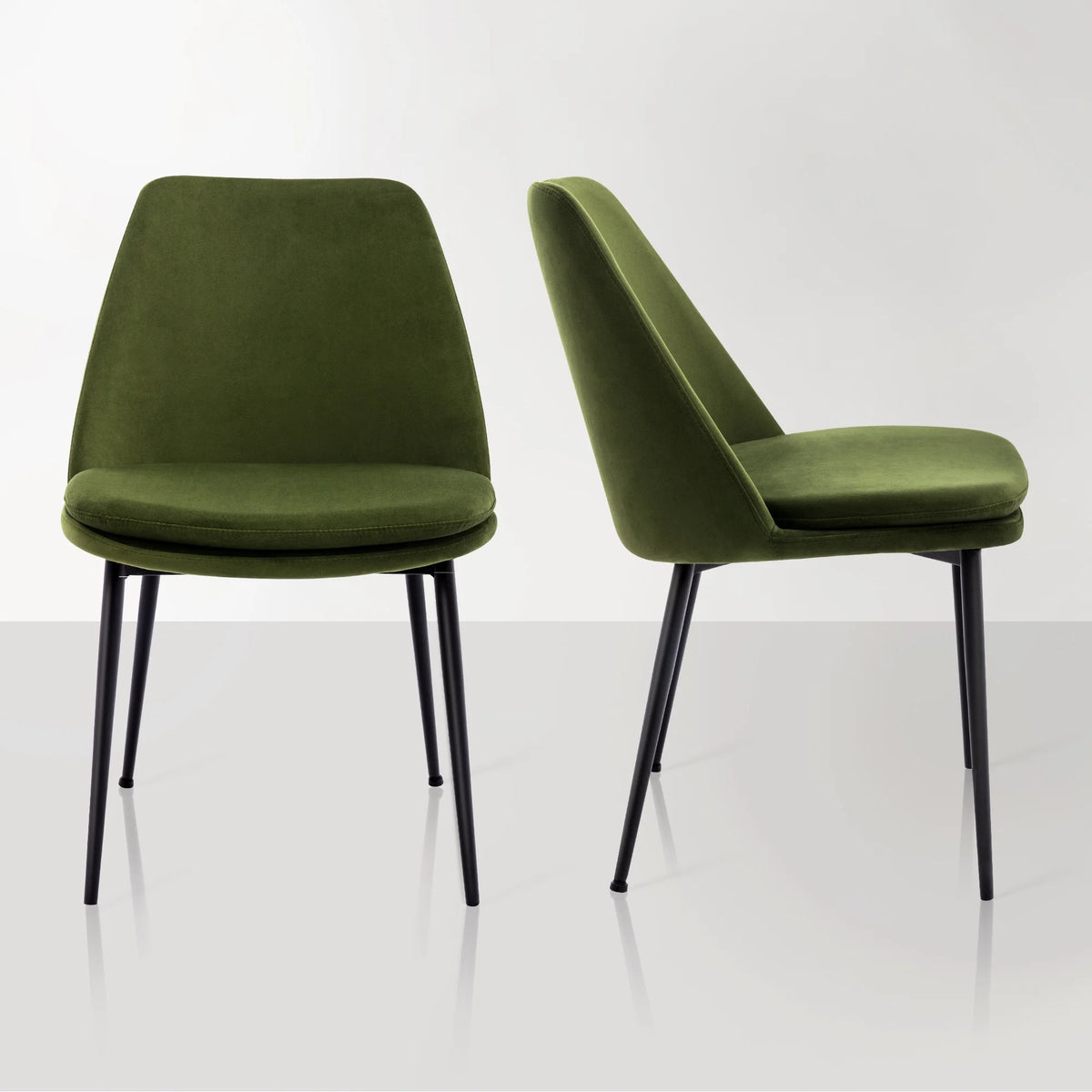 Velvet Upholstered Dining Chair Set of 2 with Black Metal Legs T527282
