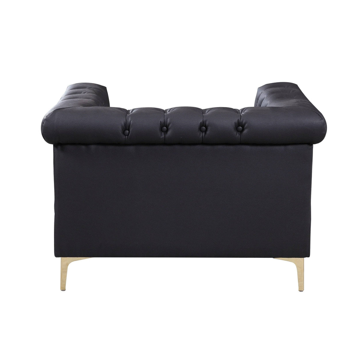Black PU Leather Button Tufted Club Chair D8101