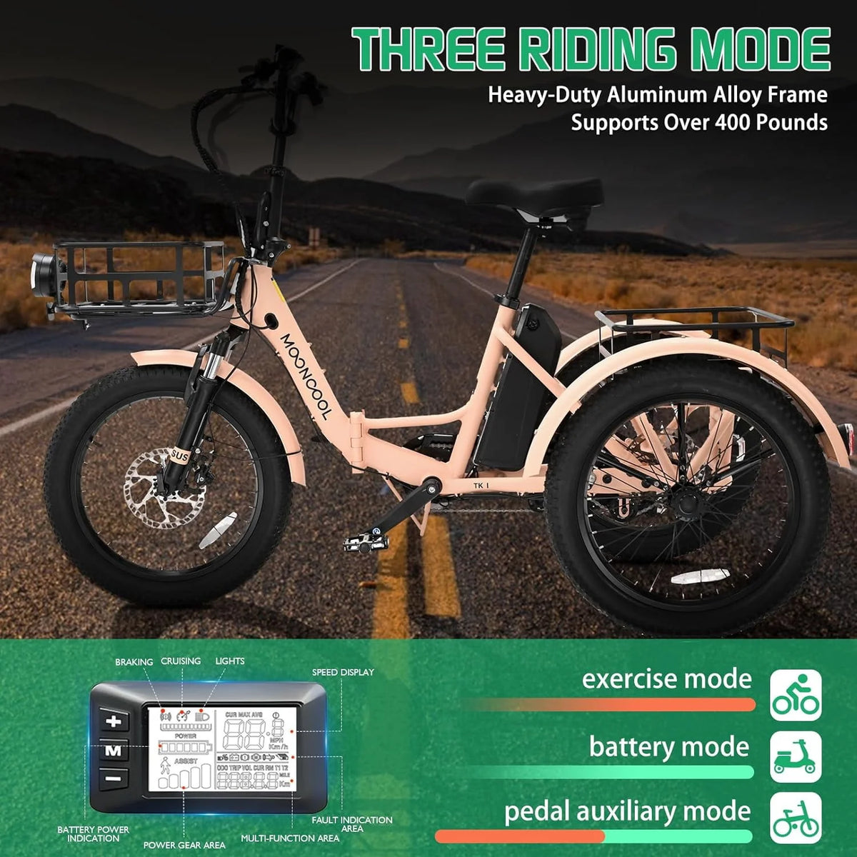 24/26 Electric Tricycle 350W 36V 7 Speeds with Basket X378666