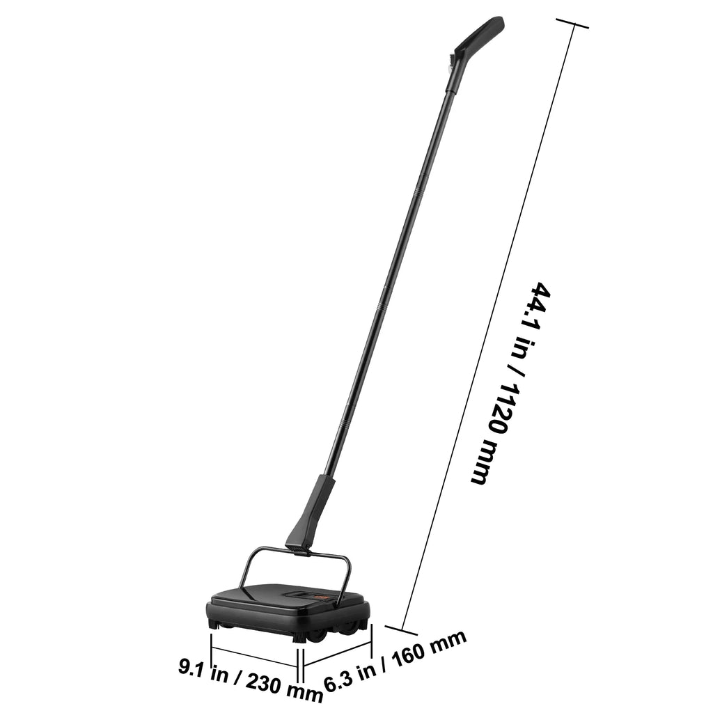 Carpet Sweeper Manual 7.87 in Non Electric Horsehair Black U4905