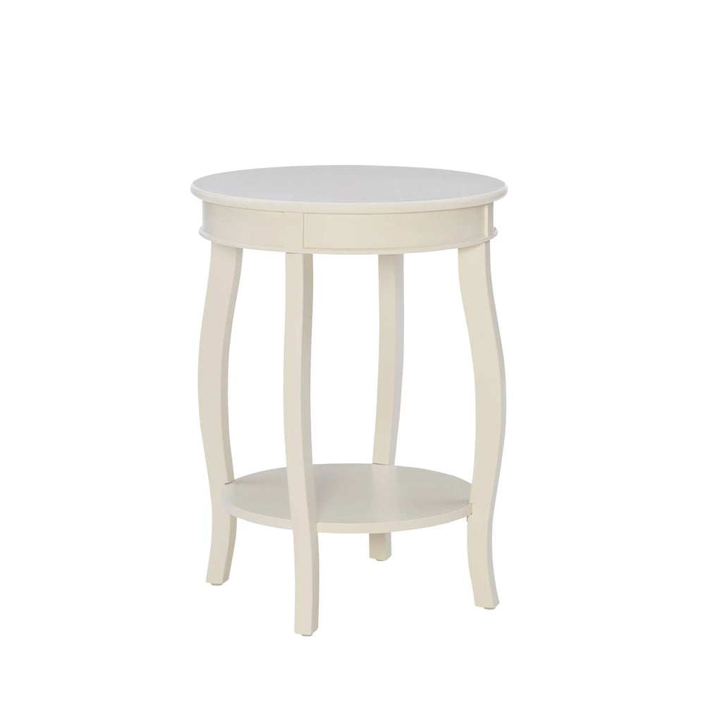 White Round Side Table with Shelf Q96600