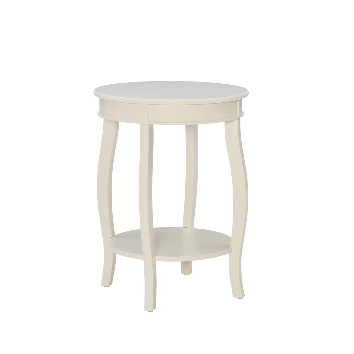 White Round Side Table with Shelf Q96600