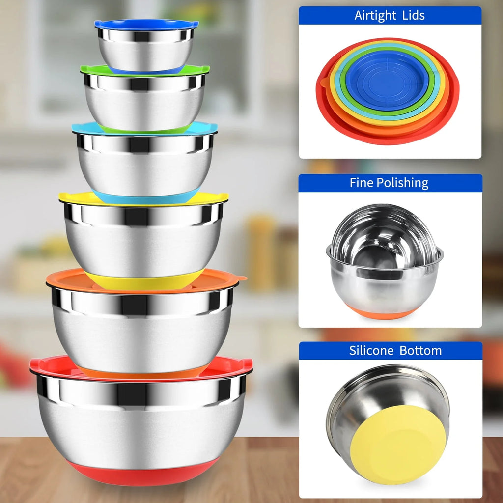 20 Pcs Stainless Steel Mixing Bowls Set with Lids L538