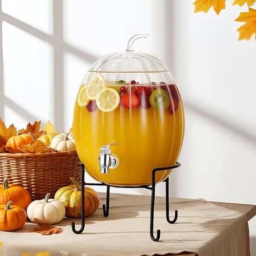 1.3 Gallon Glass Beverage Dispenser with Stand and Spigot I33515