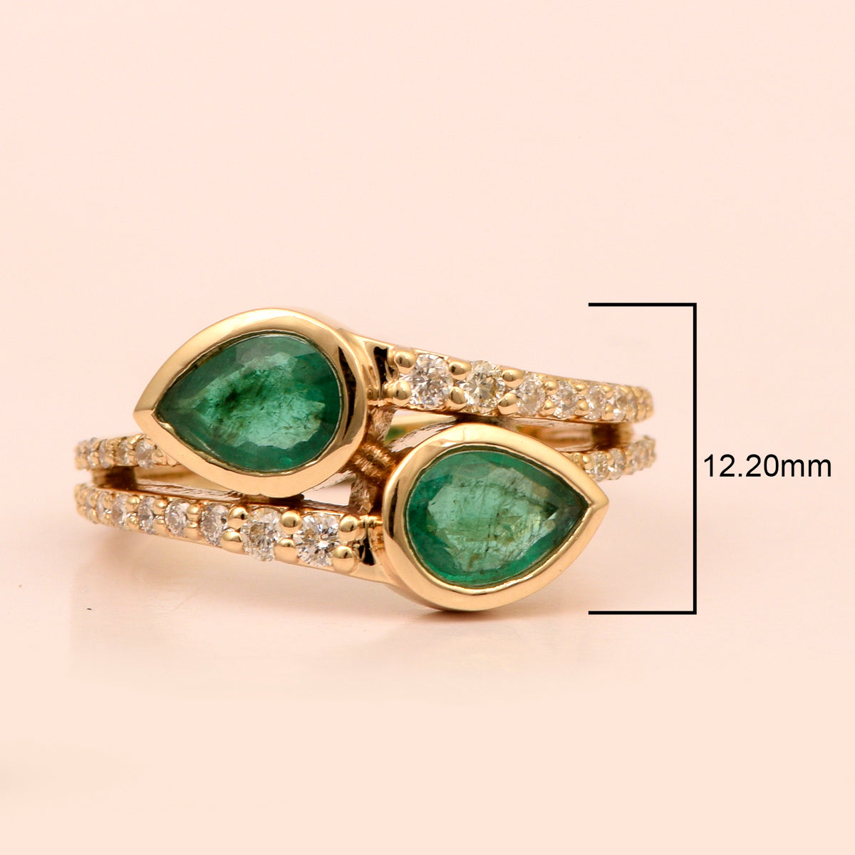 14K Solid Gold Pear Shaped White Diamond Halo Ring Q1638