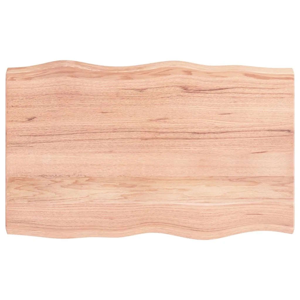 Solid Oak Wood Table Light Brown Live Edge 6.7x19.7x1.6 Inches Z663