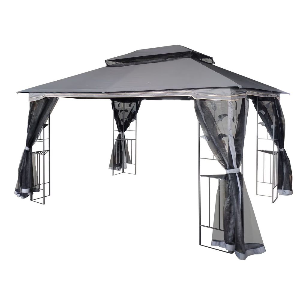 Gray Patio Gazebo Canopy Tent with Mosquito Net K378
