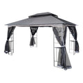 Gray Patio Gazebo Canopy Tent with Mosquito Net K378