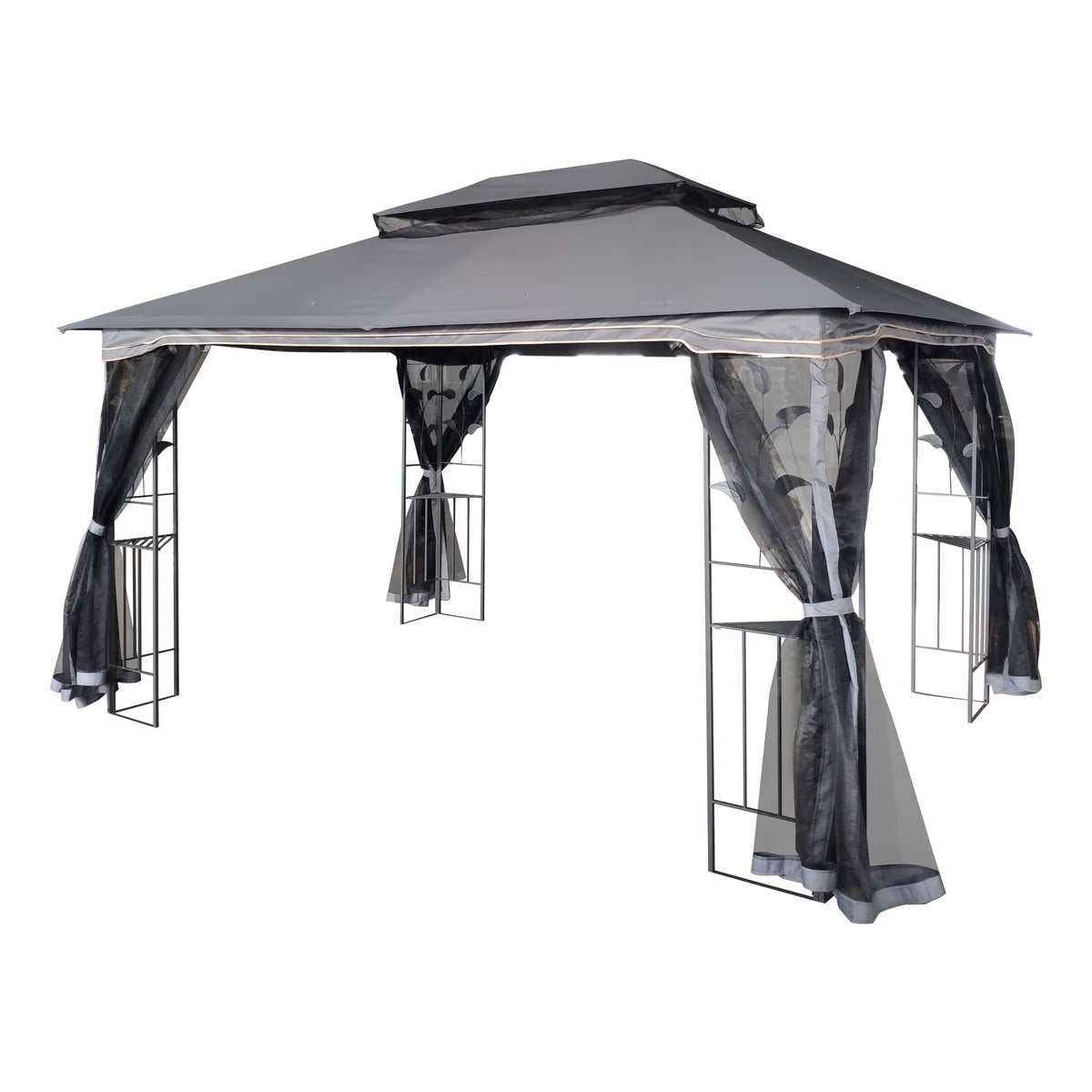 Gray Patio Gazebo Canopy Tent with Mosquito Net K378