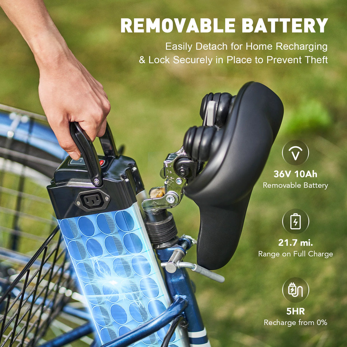 26" 350W Electric Tricycle with Basket A5616