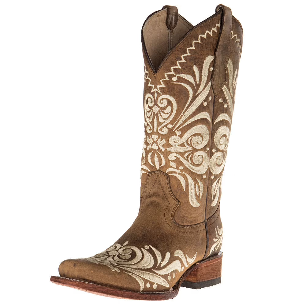 Tan Square Toe Boots Z415