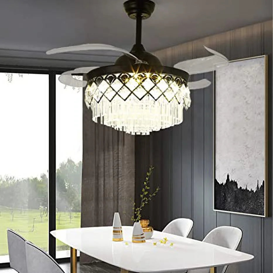 Black 42 inch LED Ceiling Fan with Lights and Remote I892194