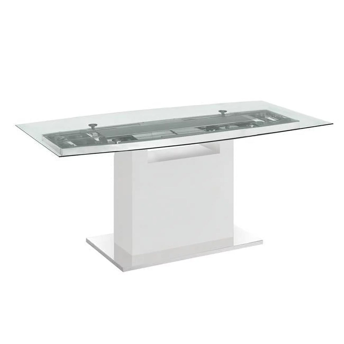 71 in. Clear Glass & High Gloss White Lacquer Dining Table S623