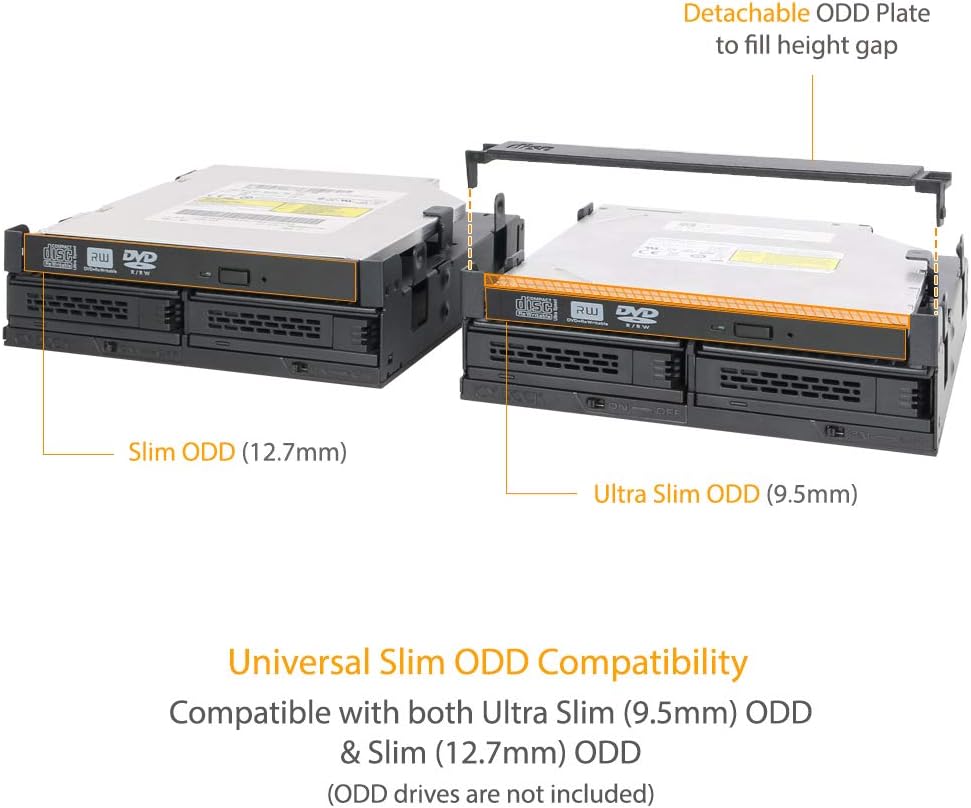 2 x 2.5 SAS/SATA HDD/SSD Mobile Rack + Slim Optical Drive Slot for 5.25 Bay V2092