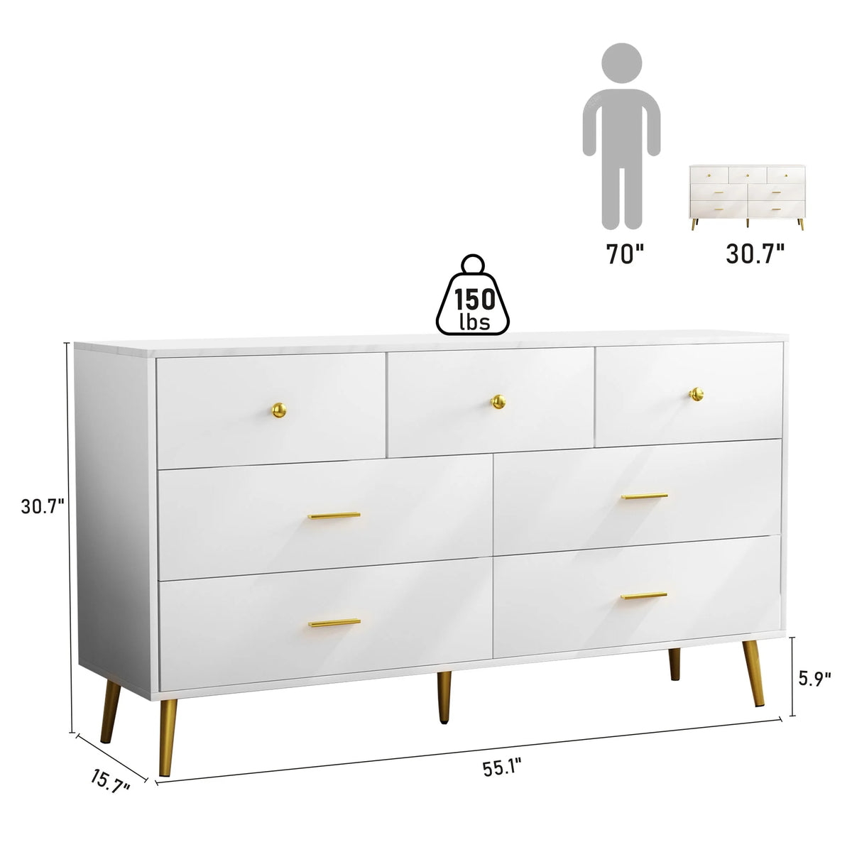 White 6 Drawer Dresser A475426